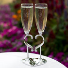 Wedding And Anniversary Linked Love Champagne Toasting Flutes Glasses  Set Of 2