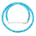 Sleeping Beauty Turquoise Minimalist Gemstone Beads Necklace 925 Sterling Silver