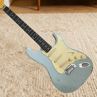 St Vintage Blue Electric Guitar Sss Pickups Rosewood Fingerboard Chrome Part