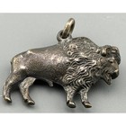Vintage Silver Plated Brass Buffalo Bison Pendant Charm Pat Pdg American West