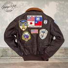 Men s Maverick Top Gun Aviator Pilot Leather Bomber Jacket With Embroidery Patch
