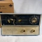 Vintage 1950   s Montgomery Ward Am Radio Clock Alarm Gtm 1823a Blue White  works