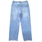 D jeans Womens Light Wash High Rise Wide Leg Cargo Jeans Raw Hem Size 8