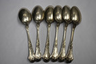 Antique Sterling Silver Tea Spoons Set Of 6  B Monogram   154 9 Grams 