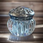 Antique Sterling Silver   Cut Glass Vanity Jar - Art Nouveau Repousse Rose Lid