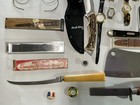 Vintage Estate Sale Junk Drawer Lot - Knives Jewelry Collectables