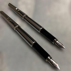 Platinum Riviere Fountain Pen Set Of 2 Unused Stripe Pattern Fine Nib Japan Rare
