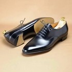 Men s Handcrafted Shinny Black Leather Oxford Whole-cut Lace Up Fashion Shoe Men