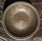 19th Century Persian Qajar Dynasty Engraved Bronze   Copper Bowl Dish Antique