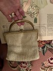 Edwardian Purse bag Metal Frame Handle Summery Fabric Sweet Sturdy Theater Opera