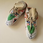 Rare Native American Indian Beaded Burial Moccasins american Flags  
