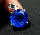 Natural Blue Sapphire 24 Ct Certified Round Cut 925solid Silver Pendant Gemstone