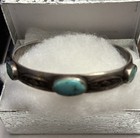 Antique  Navajo Silver   3 Turquoise Stone Bracelet  Native American
