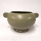 Vintage Mccoy Floraline Matte Green Ceramic Planter Scroll Handles Model 452
