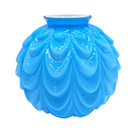 Vtg Blue Drape Glass Ball Globe Shade Quilted Gwtw Cased Hurricane Lamp Shade 9 