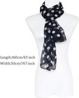 Red black Polka Dot 50s Chiffon Scarf Sheer Square Ribbon Polka Dot-black White