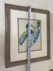 Framed Sea Turtle Watercolor Print Coastal Wall Art Blue Green Beach Decor 15x15