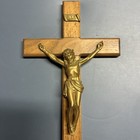 Vintage Wooden Metal Crucifix Cross Jesus Christ Religious  Wall Hanging Inri