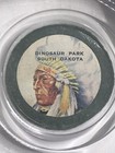 Vintage Souvenir Glass Ashtray   Dinosaur Park Sd   Native Indian Chief