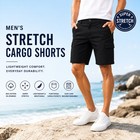 Men   s 3-pack Stretch Cargo Shorts With Button Closure- Zip Pockets  size- 30-42 