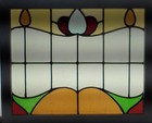 Pretty Scene Midsize Old English Leaded Stained Glass Window  27 1 2 x 22 3 4 