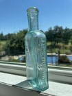 Antique Aqua Blue Jr Stafford s Olive Tar Medicine Bottle Double Ring Lip Pontil