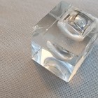 Vintage Clear Glass Cube Tabletop Lighter With Metal Top Insert  japan 