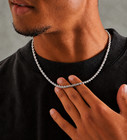 925 Sterling Silver 4mm Rope Chain Necklace Diamond Cut 16-24  Men Women
