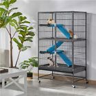 2-story Rolling Metal Ferret Cage Chinchilla Guinea Pig Rat Critter Cage Black