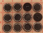 8 Vintage Czech Glass Rhinestone Buttons Matte Black Shank 456 7 8  23mm Clear