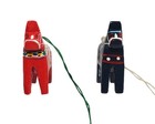 Set Vtg Dala Horses 2  Wooden Painted Red   Blue Ornaments Sweden Nils Olsson