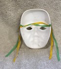 Pre Owned Vintage Porcelain ceramic Mardi Gras Painted Wall Hanging Face Mask