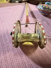 Vintage Tin Litho Spinning Top   Zebra Circus Pull String rod Top