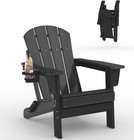 Hdpe Folding Adirondack Chair W Cup Holder Weather Resistant Patio Garden