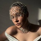 Women Rhinestone Head Hoop Chain Net Tassel Fashion Metal Bride Hair Chain 27431