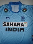 Sahara India Cricket Shirt Mens 86  us Xs  Blue Logo Sponsors Jersey
