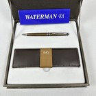 Waterman Expert Urban City Line Ballpoint Pen Brown   Leather Pouch   Gift Box
