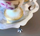 Antique Porcelain Egg Cups   Four  And Antique Silver Plated Egg Cups Holder