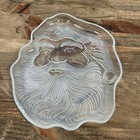 Vintage Christmas Santa Claus Frosted Glass Cookie Snack Plate Santa Face 8 5x7 