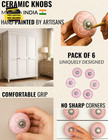 Pink Drawer Knobs 6 Pack - Decorative Ceramic Cabinet Pulls For Dressers   Vinta
