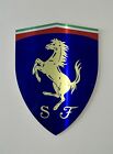 Large 18    Shield Ferrari Dark Blue  Racing Inspired Brushed Aluminum Sign