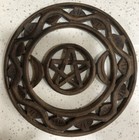 Witchy Triple Moon   Pentagram Rustic Wooden Wall Hanging 