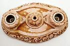 Vintage Art Deco Flush Mount Ceiling Light Fixture Plaster 2 Bulb Chippy Paint
