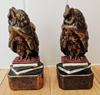 Bronze Clad Owl Bookends Pair Of 2 Art Deco 8    Tall Heavy Sculptures Marion Mfg