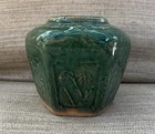Antique Chinese Green Glazed Pottery Hexagonal Jar  Unmarked