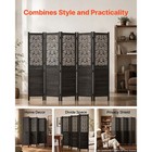 Uimoso Wood Folding Privacy Screen With 6 Panels And Decorative Carved Design