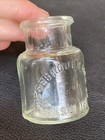 Antique Rare Mint Green Tint Vaseline Embossed Glass Cork Jar Chesebrough Mfg Co