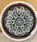 Vintage Turkish Kutahya Ceramic Plate Hand Painted Jute Hanger 9  Or Moroccan  