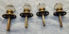 Antique Crystal Glass Doorknobs With Brass Shanks And Rosettes - Set Of 4