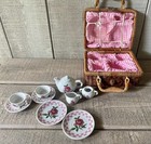 Vintage Delton Sprinkles Porcelain Children   s Tea Party Set For 2 Picnic Basket